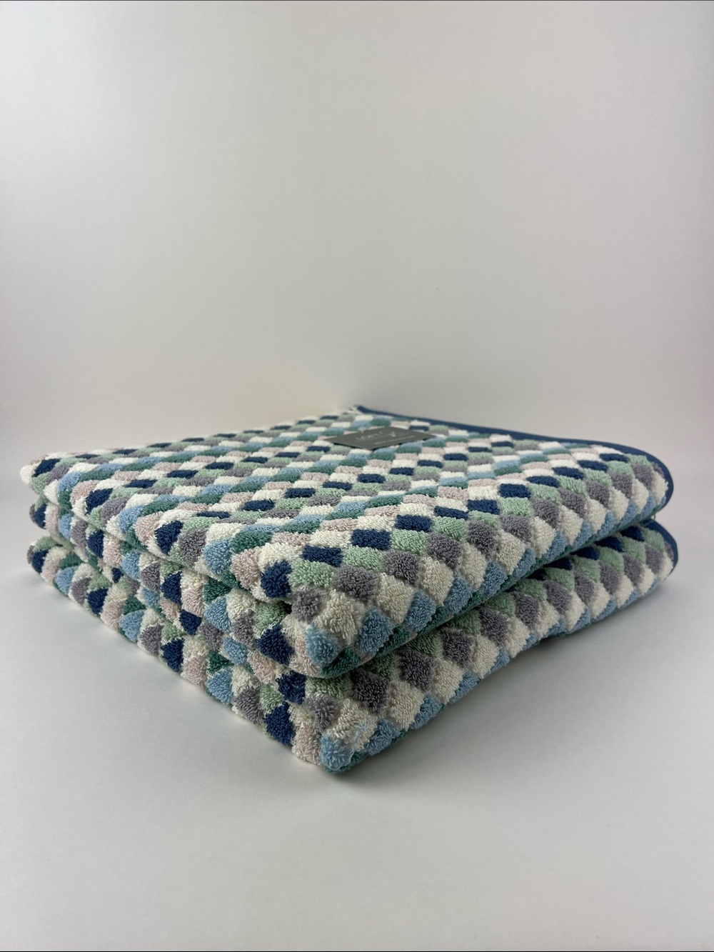 LOFT by Loftex Bath Towels Multi Color Geometric Diamond Soft Cotton 2 Pc NEW